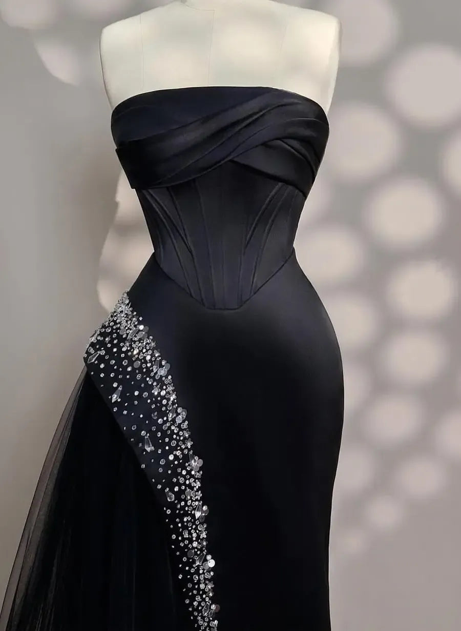 Luxury Off the Shoulder Sleeveless A-Line Pleated Satin Floor-Length Evening Dress