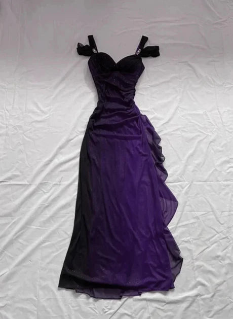 Purple A-line Chiffon Long Party Dress Prom Dress