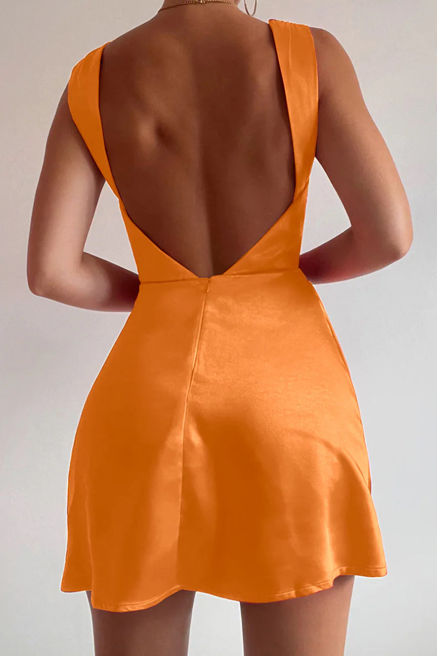 Simple A-Line/Princess Cowl Neck Sleeveless Open back Short-Mini Homecoming Dress