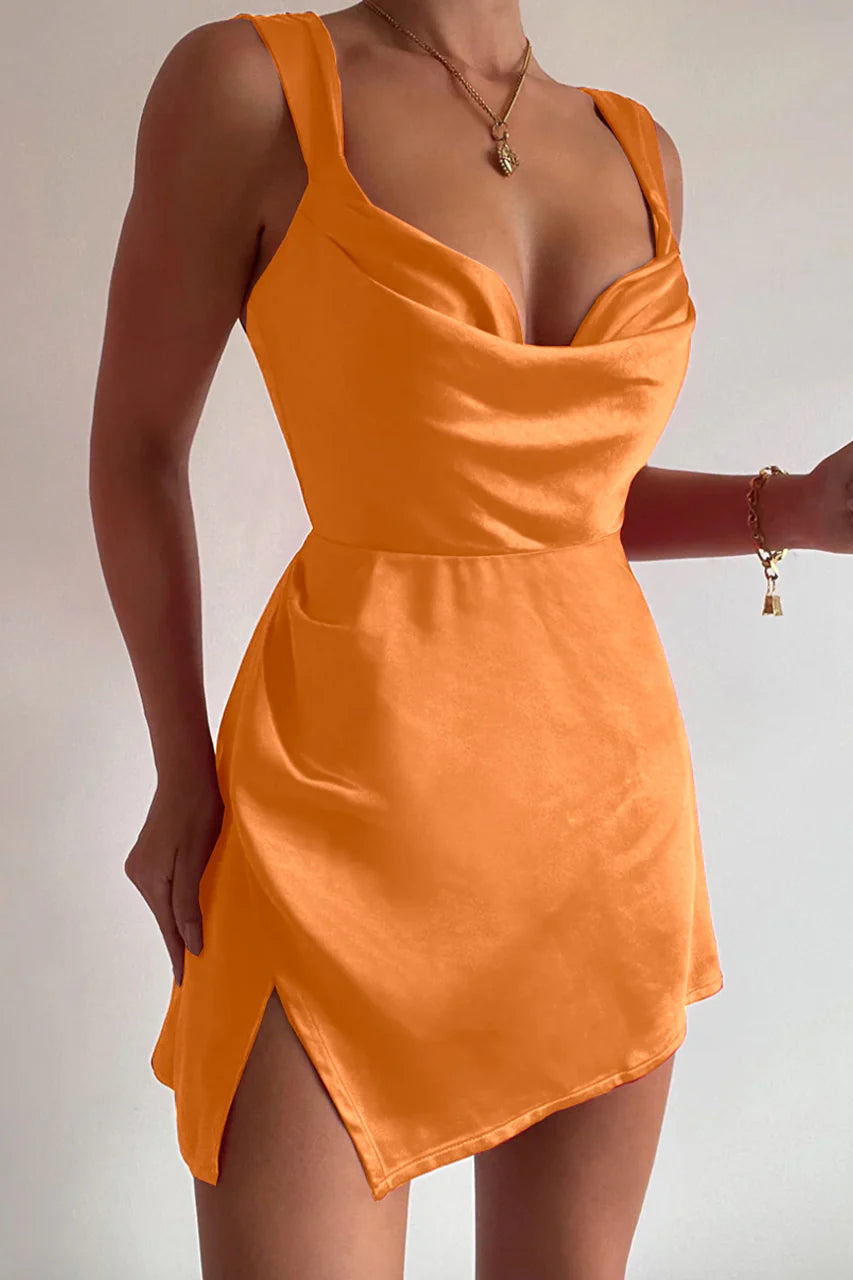 Simple A-Line/Princess Cowl Neck Sleeveless Open back Short-Mini Homecoming Dress
