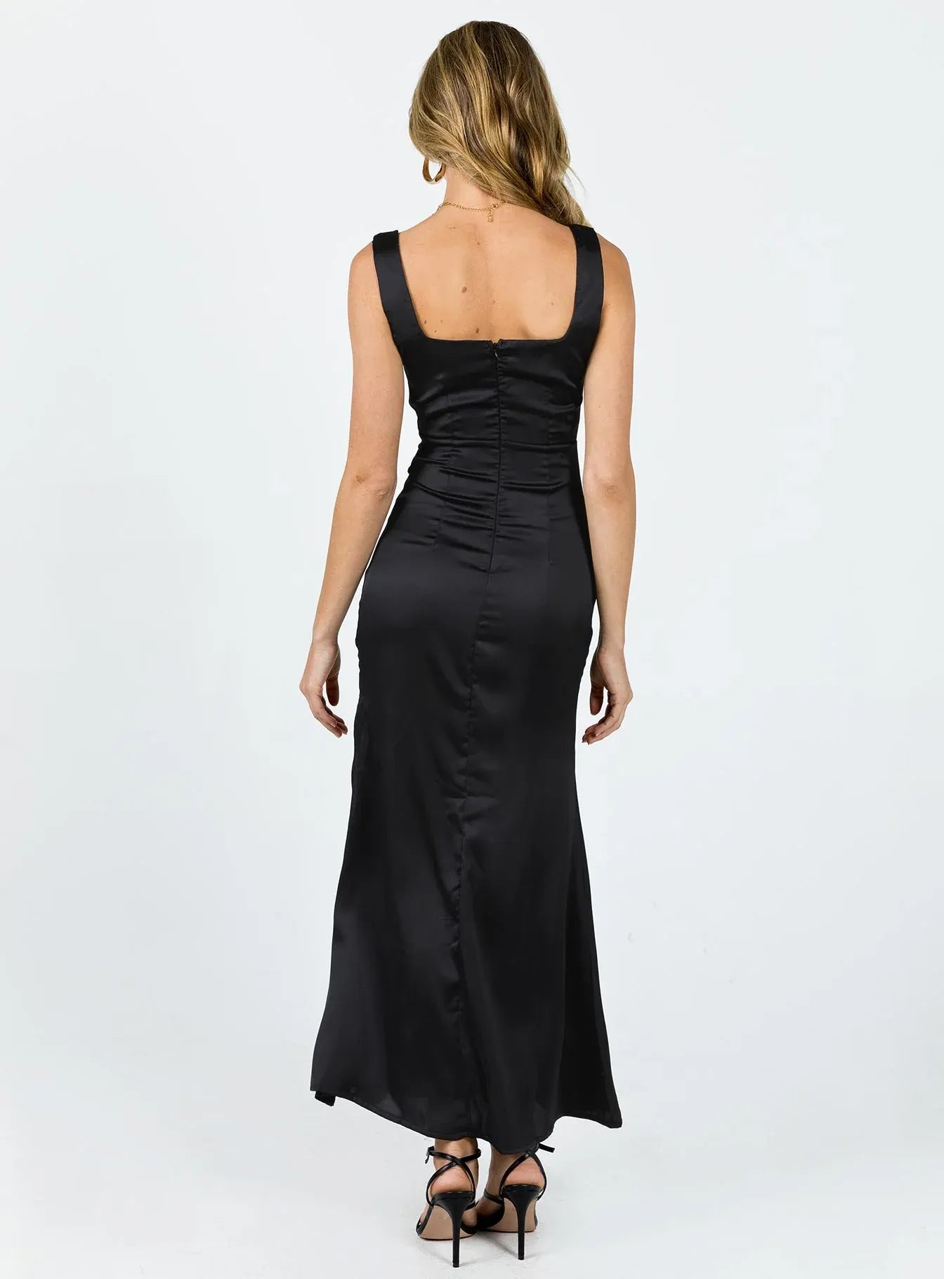 V - Neck Side Slit Maxi Dress Sexy Sheath Sleeveless Prom Clothes