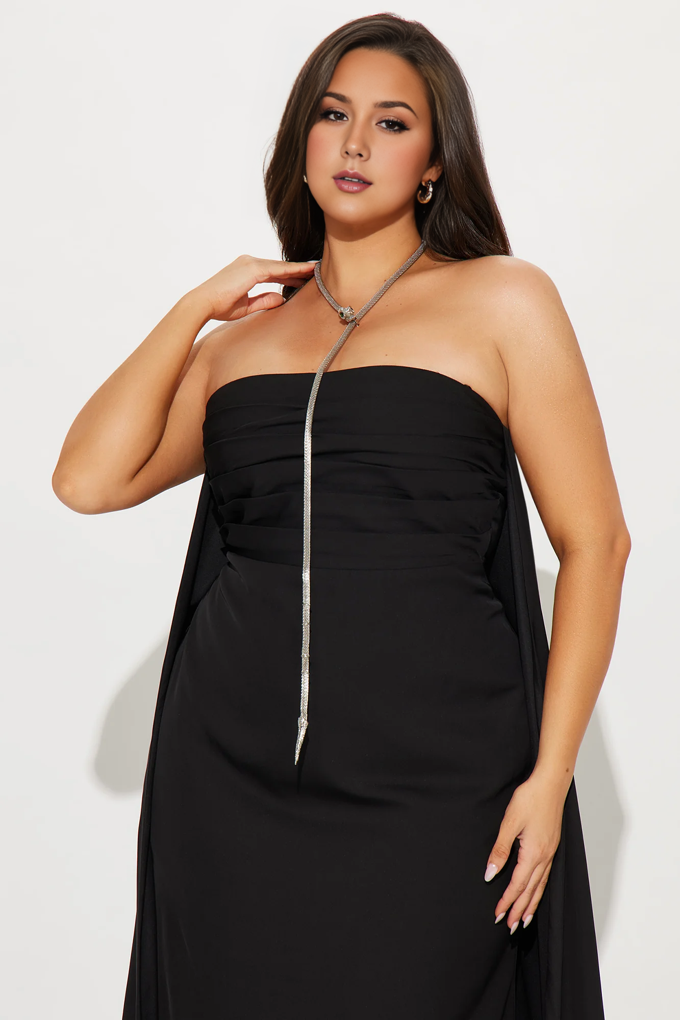 Maxi Dress Black Off-the-Shoulder A-line Party Dress Floor Length Chic With Train