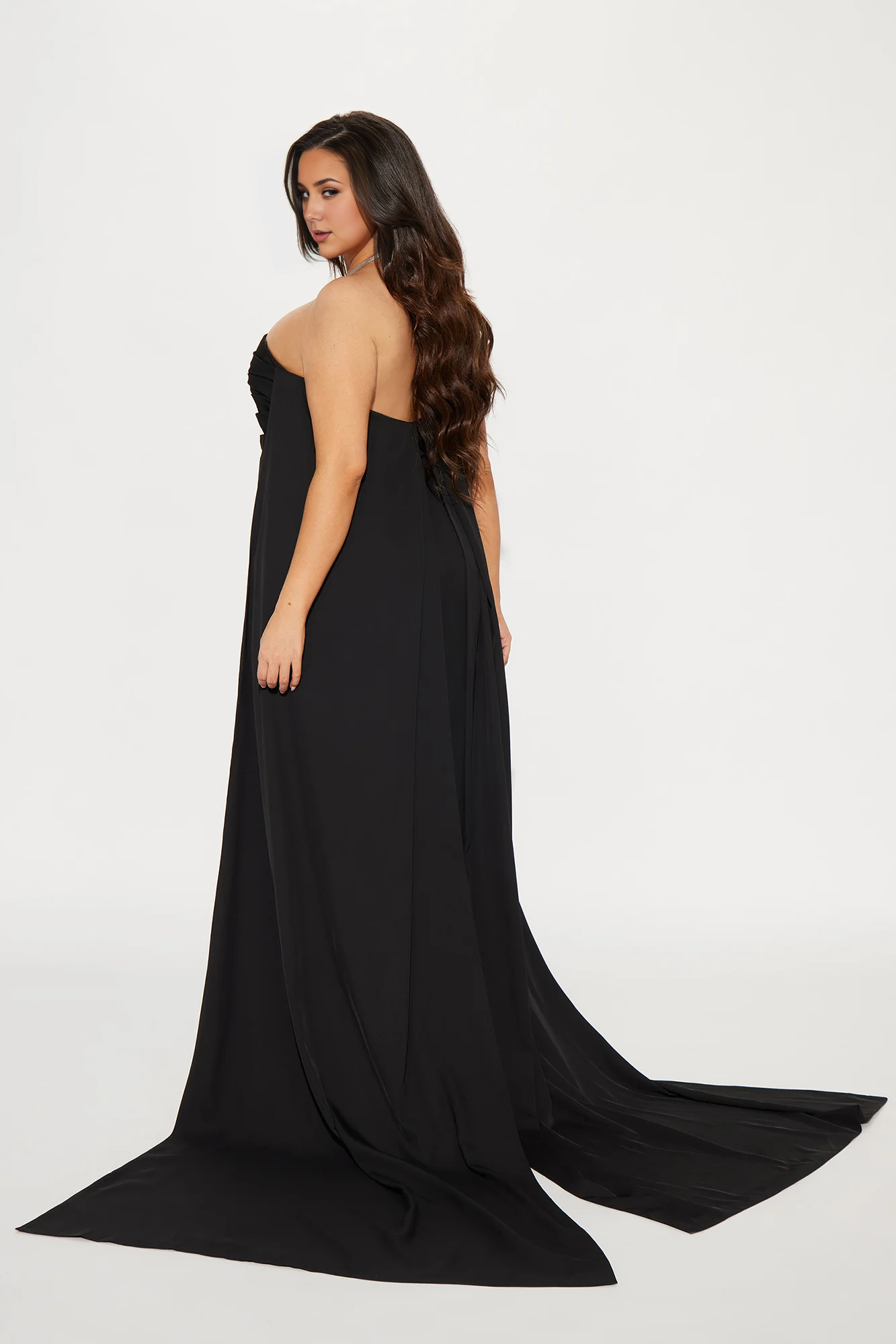 Maxi Dress Black Off-the-Shoulder A-line Party Dress Floor Length Chic With Train