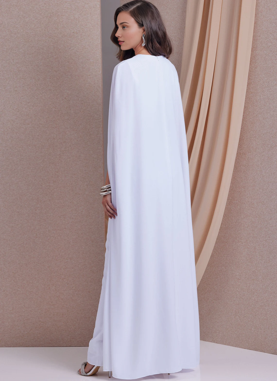 Vestido elegante de sirena con cuello redondo y capa hasta el suelo para madre de la novia, vestido para fiesta de graduación y cóctel 