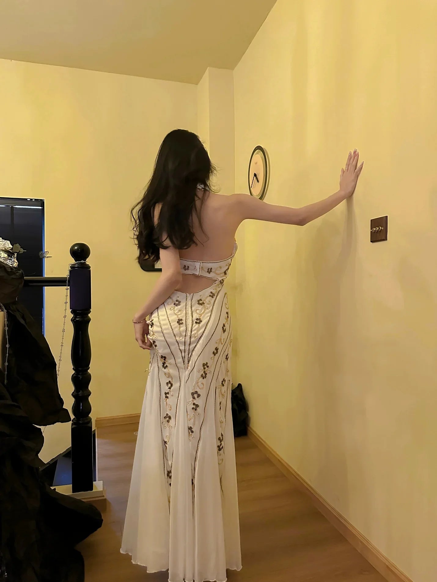 Vestidos formales Weitese, vestidos vintage blancos con cuello halter y cuentas, vestido largo de sirena para fiesta, vestidos de graduación, tiendas, vestidos formales para mujer 