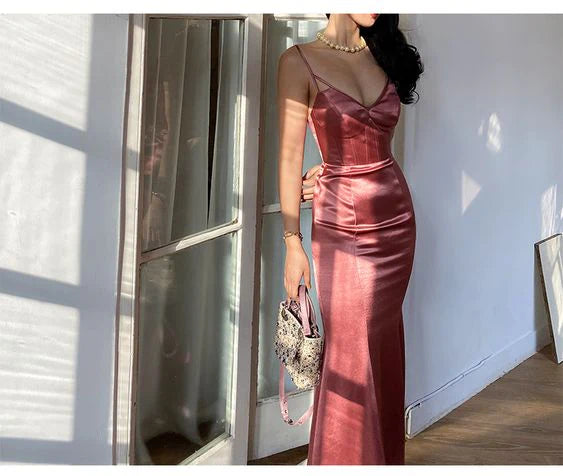 Vestidos formales Weitese para mujer, vestido de fiesta de sirena con escote en V y espalda cruzada hasta los tobillos. 