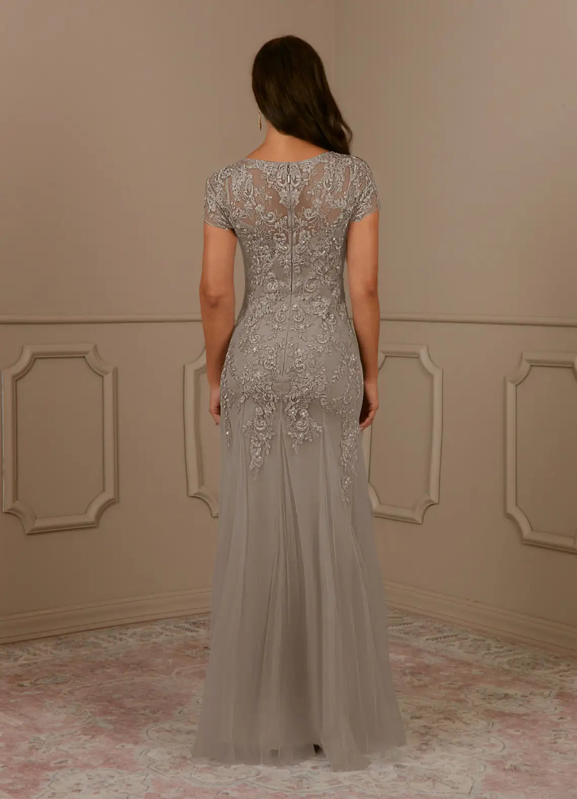 Weitese Dress Mermaid Scoop Sequins Vintage Lace Tulle Mother of the Groom Dresses Elegant Cap Sleeves Beaded Evening Dress