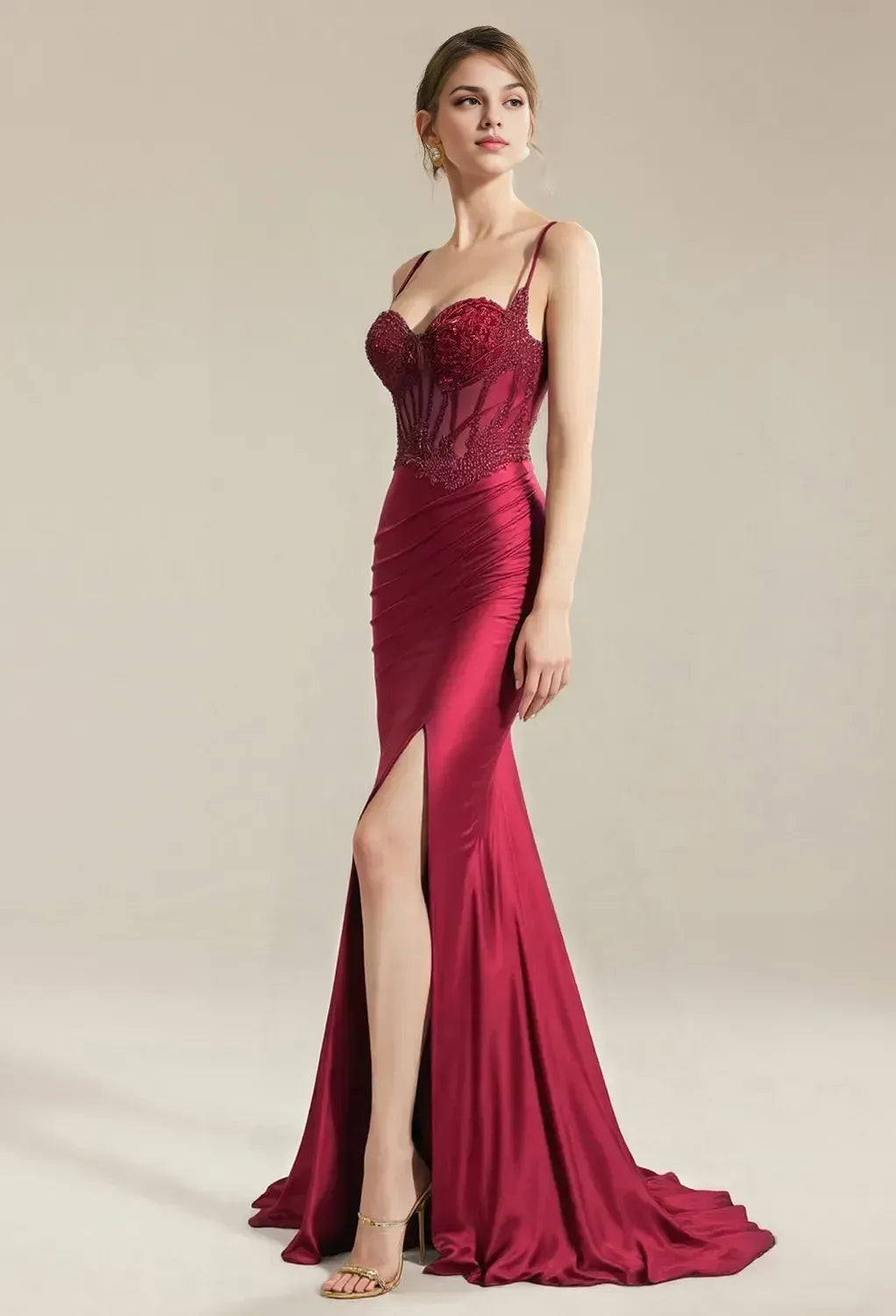 Mermaid Trumpet Spaghetti Straps Classic Prom Dress Floor-Length Corset Appliques Sleeveless Hot Sale Long Evening Dresses