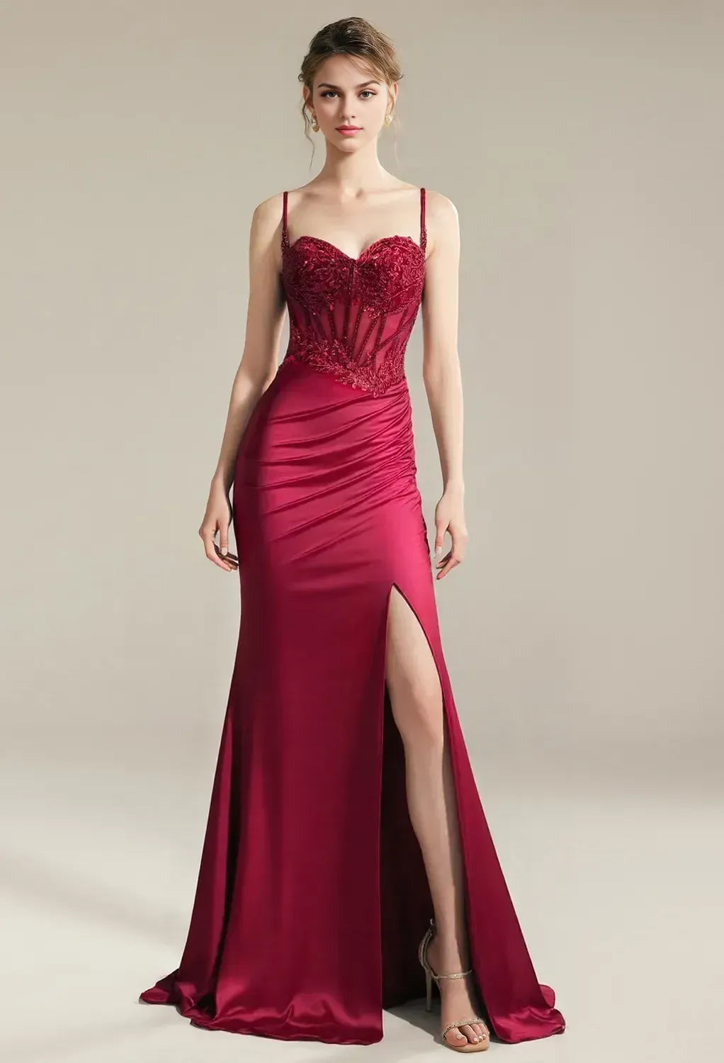 Mermaid Trumpet Spaghetti Straps Classic Prom Dress Floor-Length Corset Appliques Sleeveless Hot Sale Long Evening Dresses