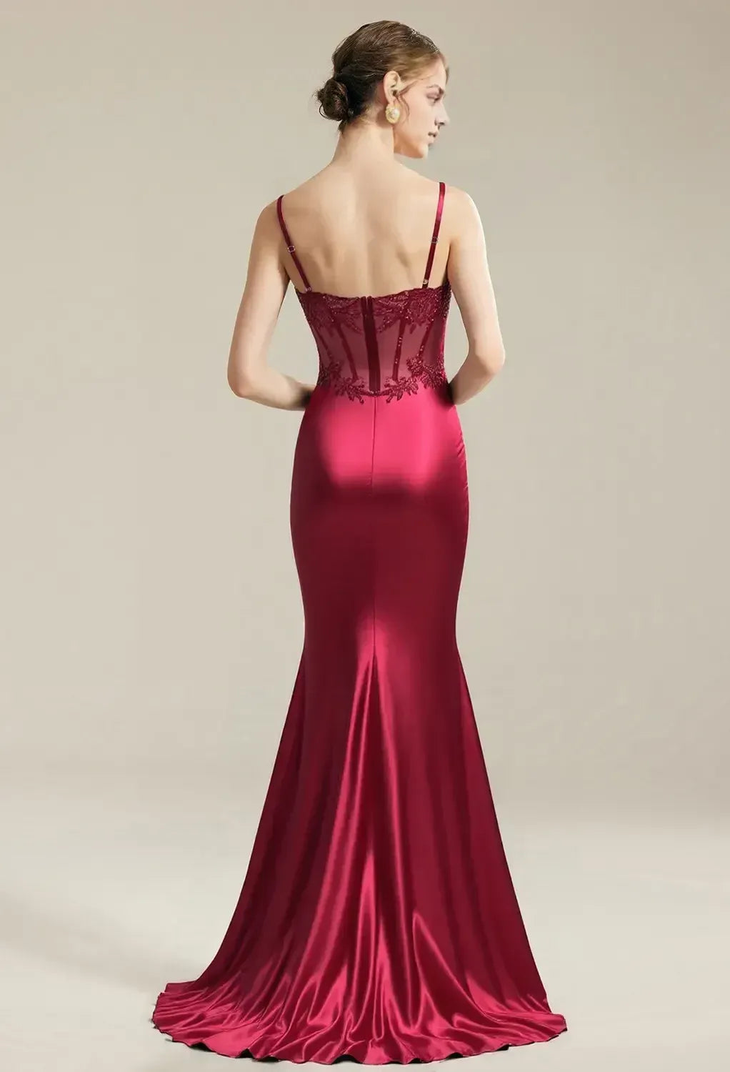 Mermaid Trumpet Spaghetti Straps Classic Prom Dress Floor-Length Corset Appliques Sleeveless Hot Sale Long Evening Dresses