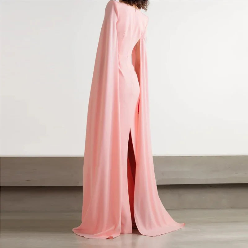 Vestido de fiesta de noche con escote cuadrado y manga larga hasta el suelo para mujer 