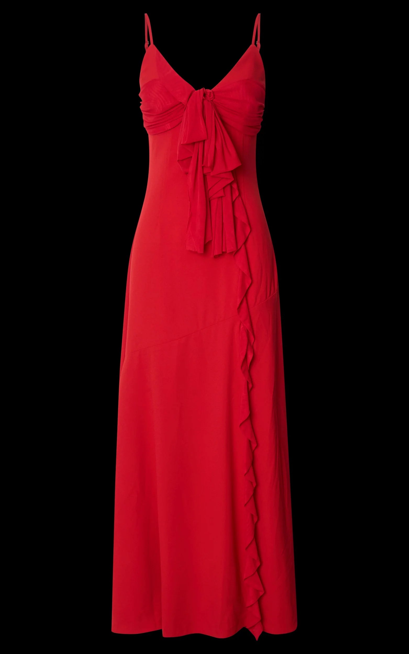 Mermaid Trumpet V Neck Elegant Cut Ruffle Tie Front Prom Dress Ankle-Length Sleeveless Formal Evening Gown Hot Sale Long Evening Dresses