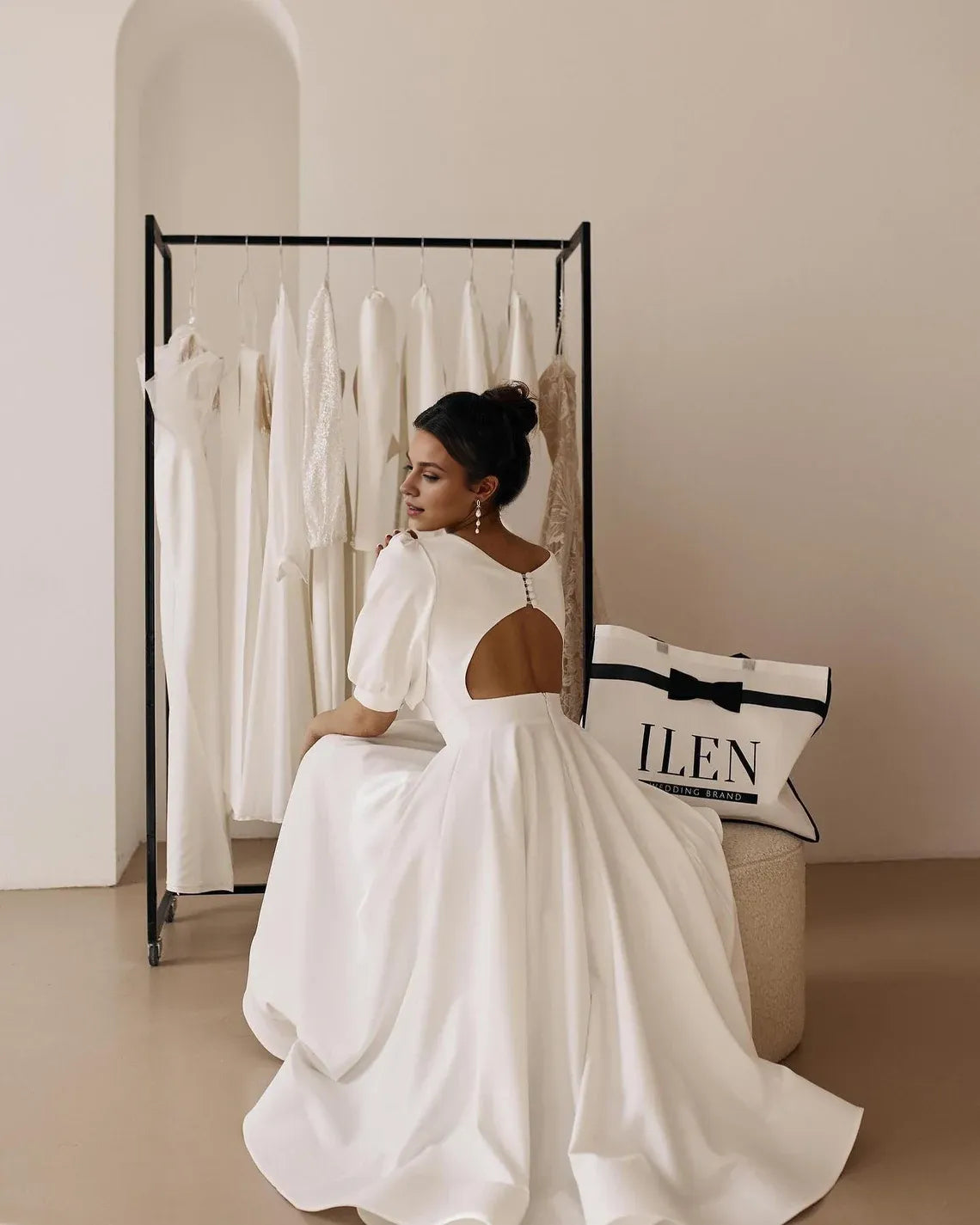 Midi Wedding Dress Elegant Dress Reception Dress Tea Length Wedding Dress Engagement Dress Short Wedding Dress Bride Dress