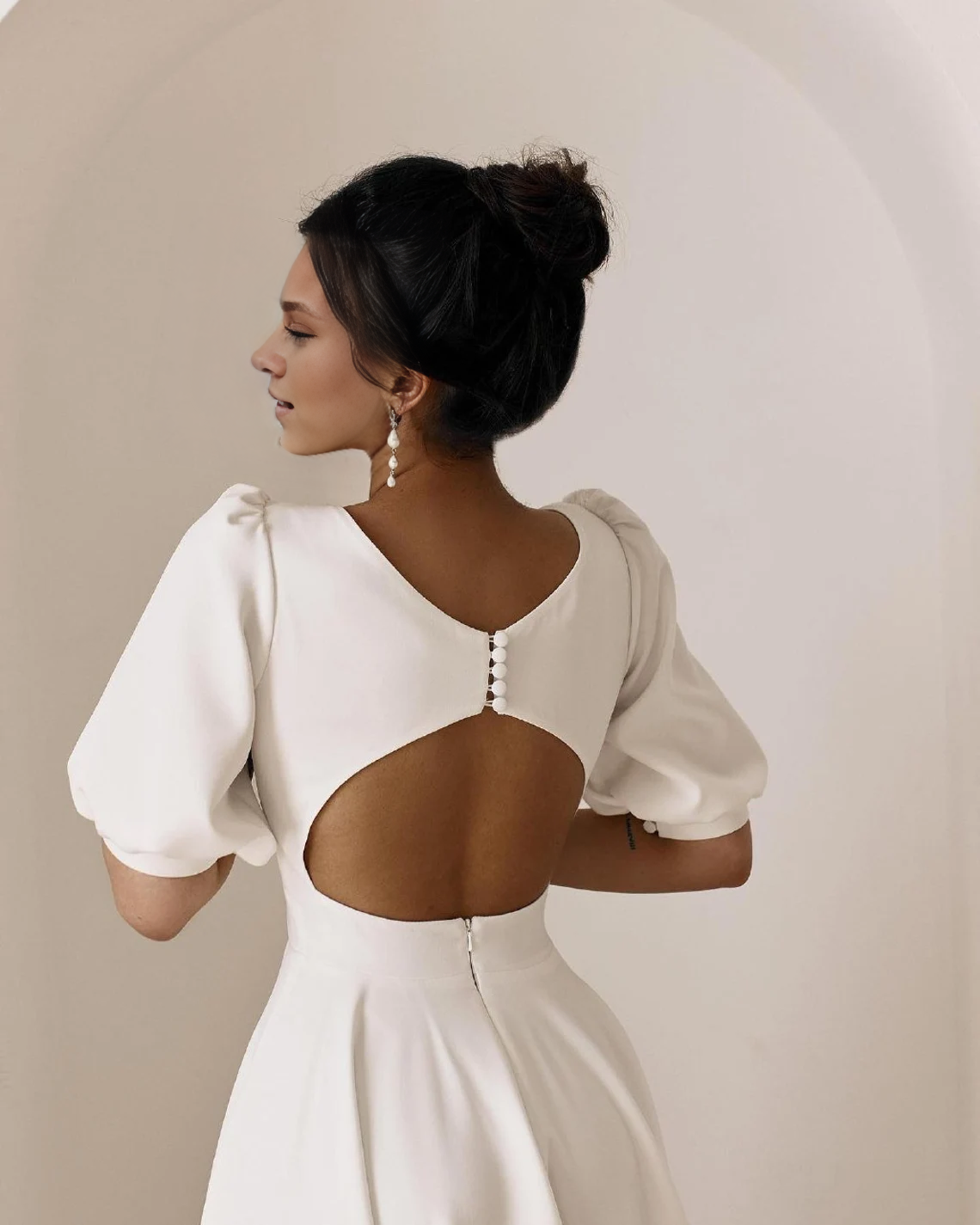 Midi Wedding Dress Elegant Dress Reception Dress Tea Length Wedding Dress Engagement Dress Short Wedding Dress Bride Dress