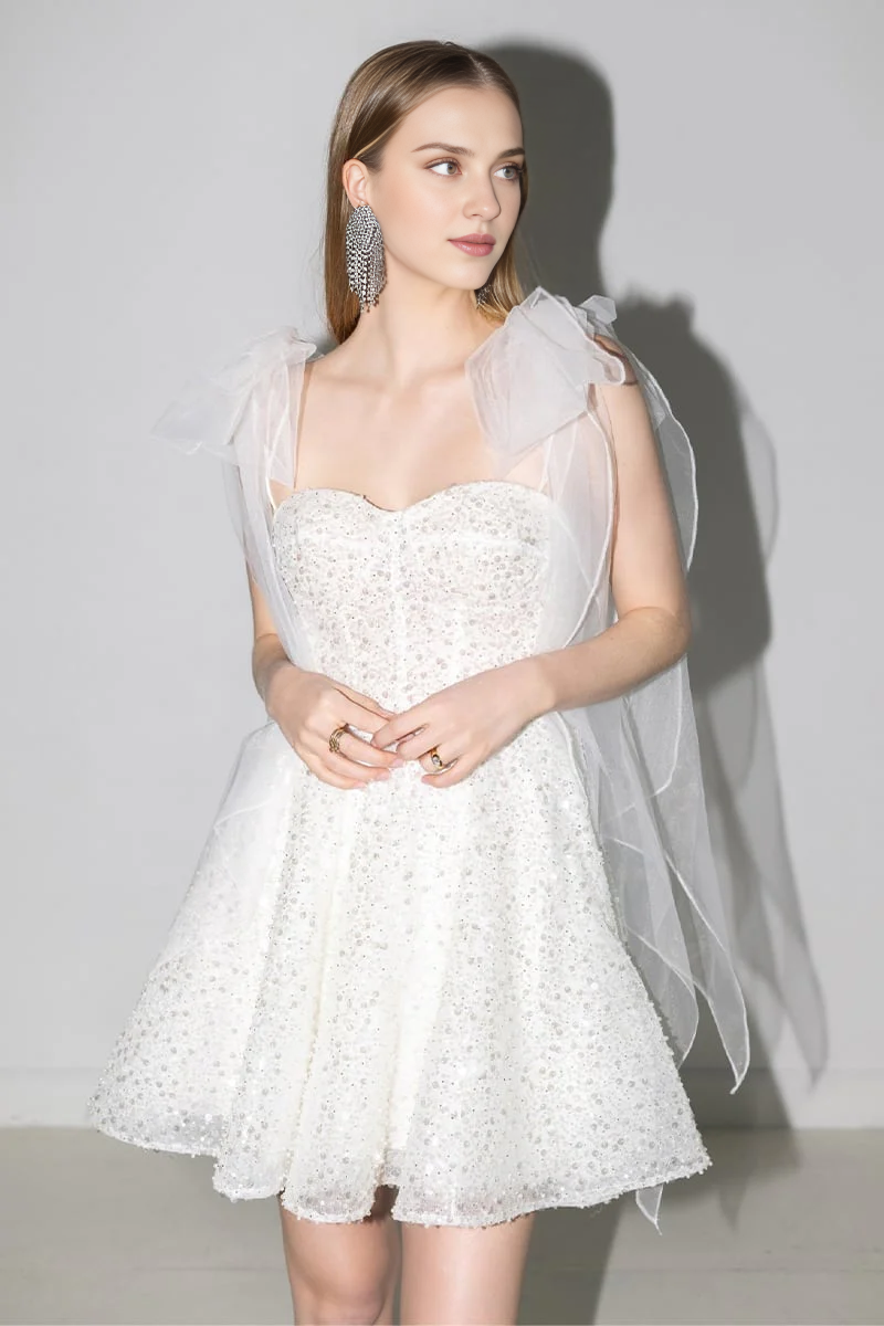 Weitese Prom Shop Dresses Spaghetti Straps Sparkly Backless Mini Dress Prom Dress Formal Women's Dresses