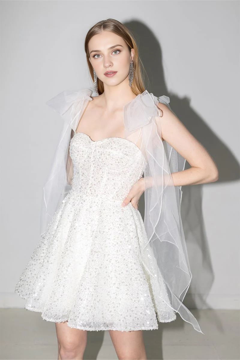 Weitese Prom Shop Dresses Spaghetti Straps Sparkly Backless Mini Dress Prom Dress Formal Women's Dresses