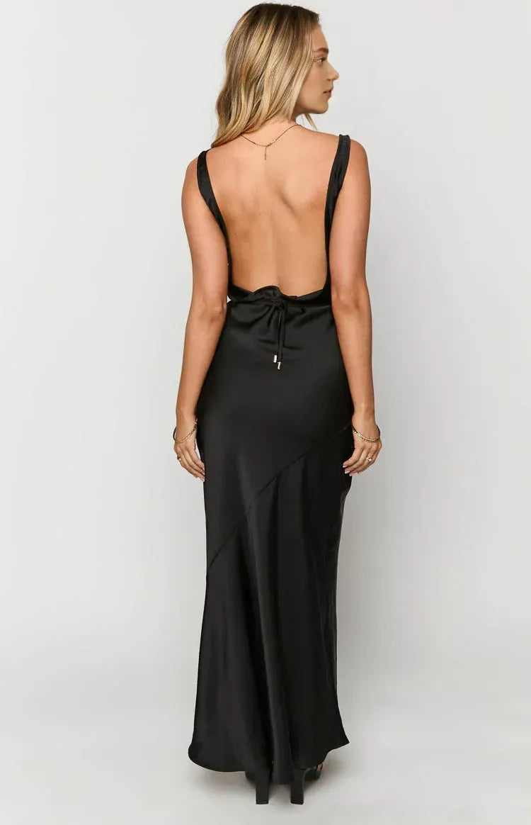 Minimalist Sheath/Column U Neck Sleeveless Backless Floor-Length Prom Dress