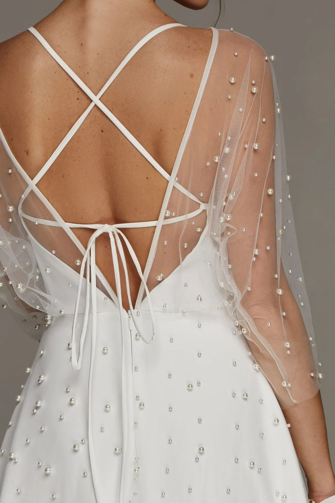 Minimalist Beaded Wedding Dress Beach Bridal Gown Spaghetti Straps Backless Wedding Dress White Evening Dress Bridal Wedding Party Dress Prom Dress