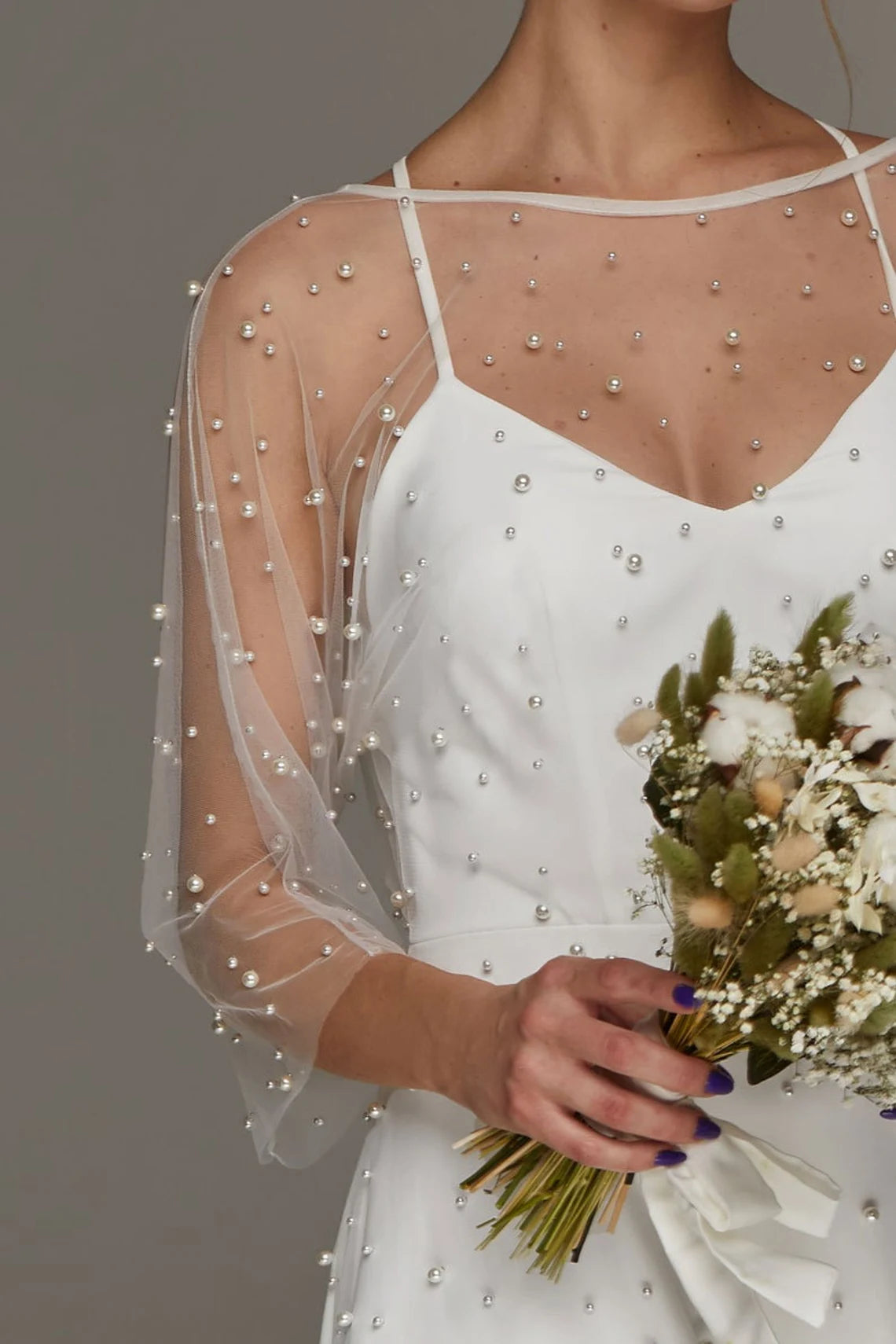 Minimalist Beaded Wedding Dress Beach Bridal Gown Spaghetti Straps Backless Wedding Dress White Evening Dress Bridal Wedding Party Dress Prom Dress