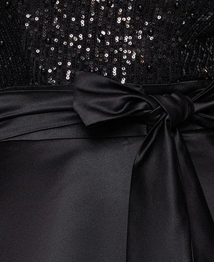 Modern A-Line Halter Neck Long Sleeve Pleated Sequins Floor-Length Prom Dress