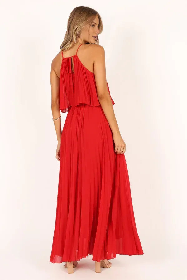 Modern A-Line Halter Neck Sleeveless Backless Ankle-Length Prom Dress