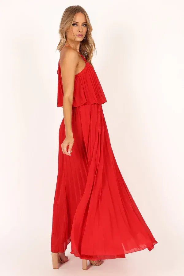 Modern A-Line Halter Neck Sleeveless Backless Ankle-Length Prom Dress