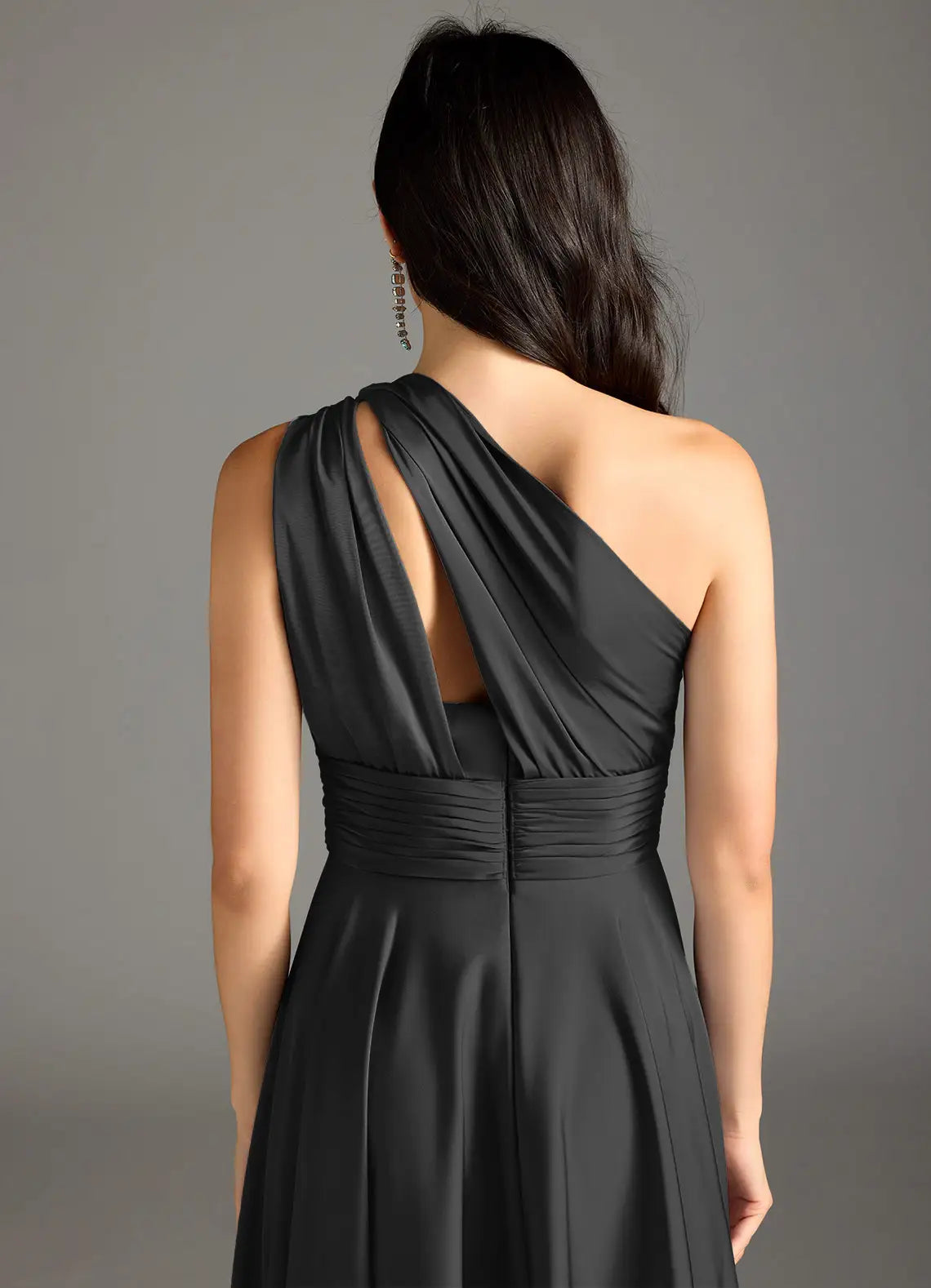 Modern A-Line One Shoulder Sleeveless Backless Floor-Length Evening Dress