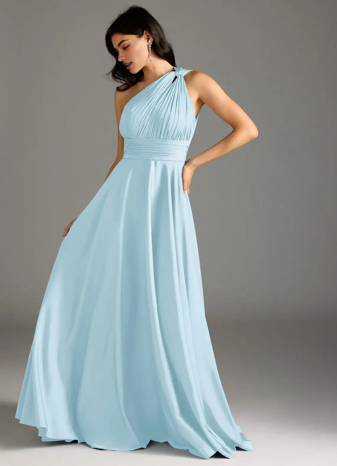Modern A-Line One Shoulder Sleeveless Backless Floor-Length Evening Dress