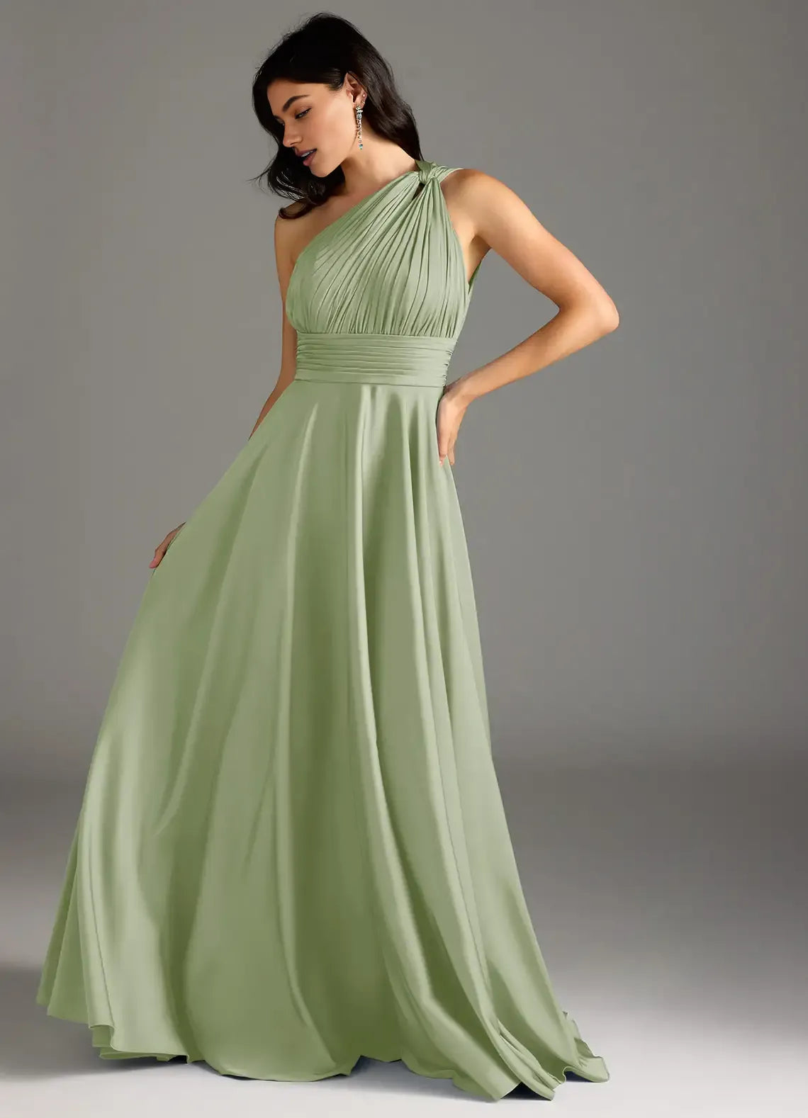 Modern A-Line One Shoulder Sleeveless Backless Floor-Length Evening Dress