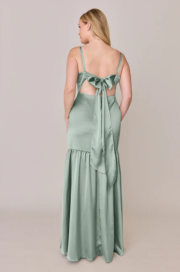 Modern A-Line Spaghetti Straps Sleeveless Satin Floor-Length Prom Dress