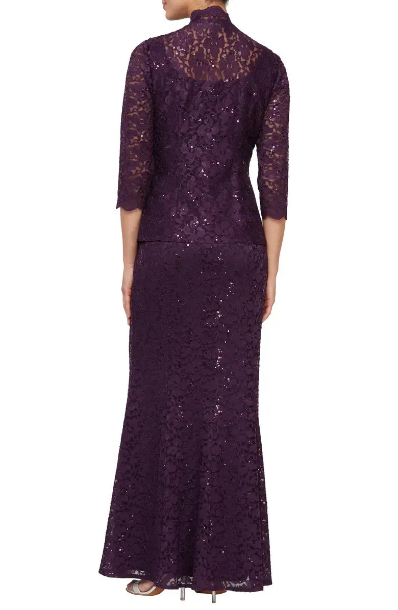 Modern A-Line Square Neck Long Sleeve Zipper Up Floor-Length Mother of the Bride Dress