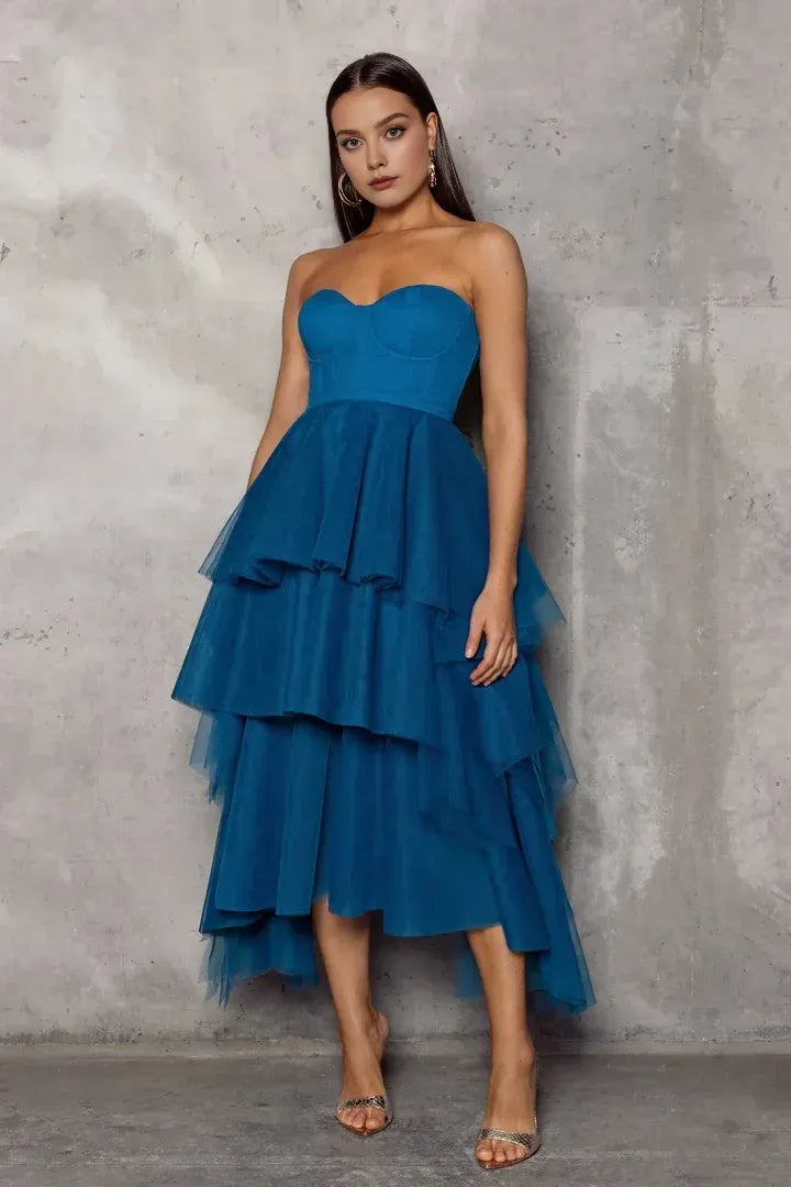 Modern A-Line Sweetheart Sleeveless Zipper Up Tea-Length Prom Dress