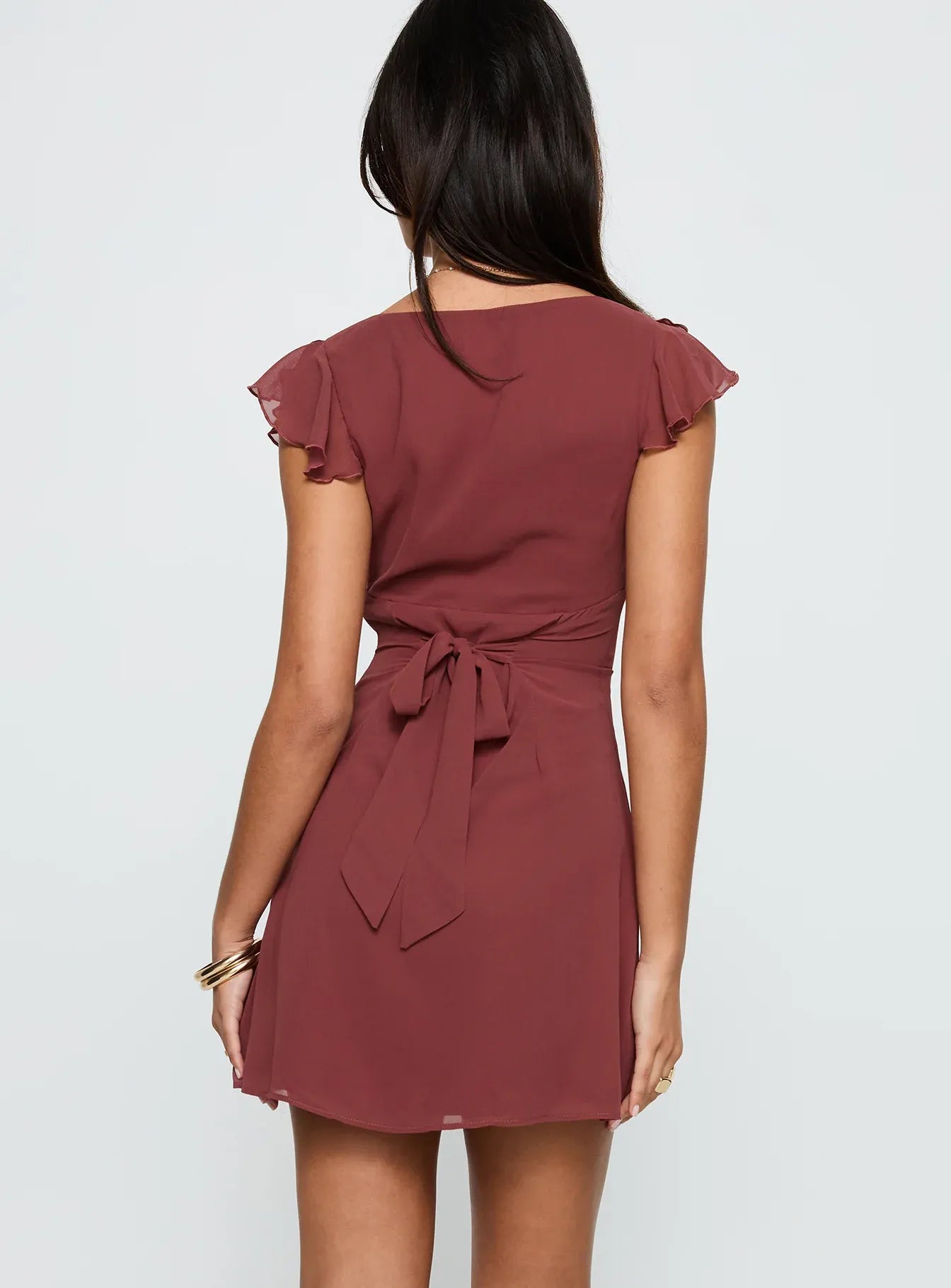 Modern A-Line V Neck Flutter Sleeve Side Zip Short-Mini Homecoming Dress