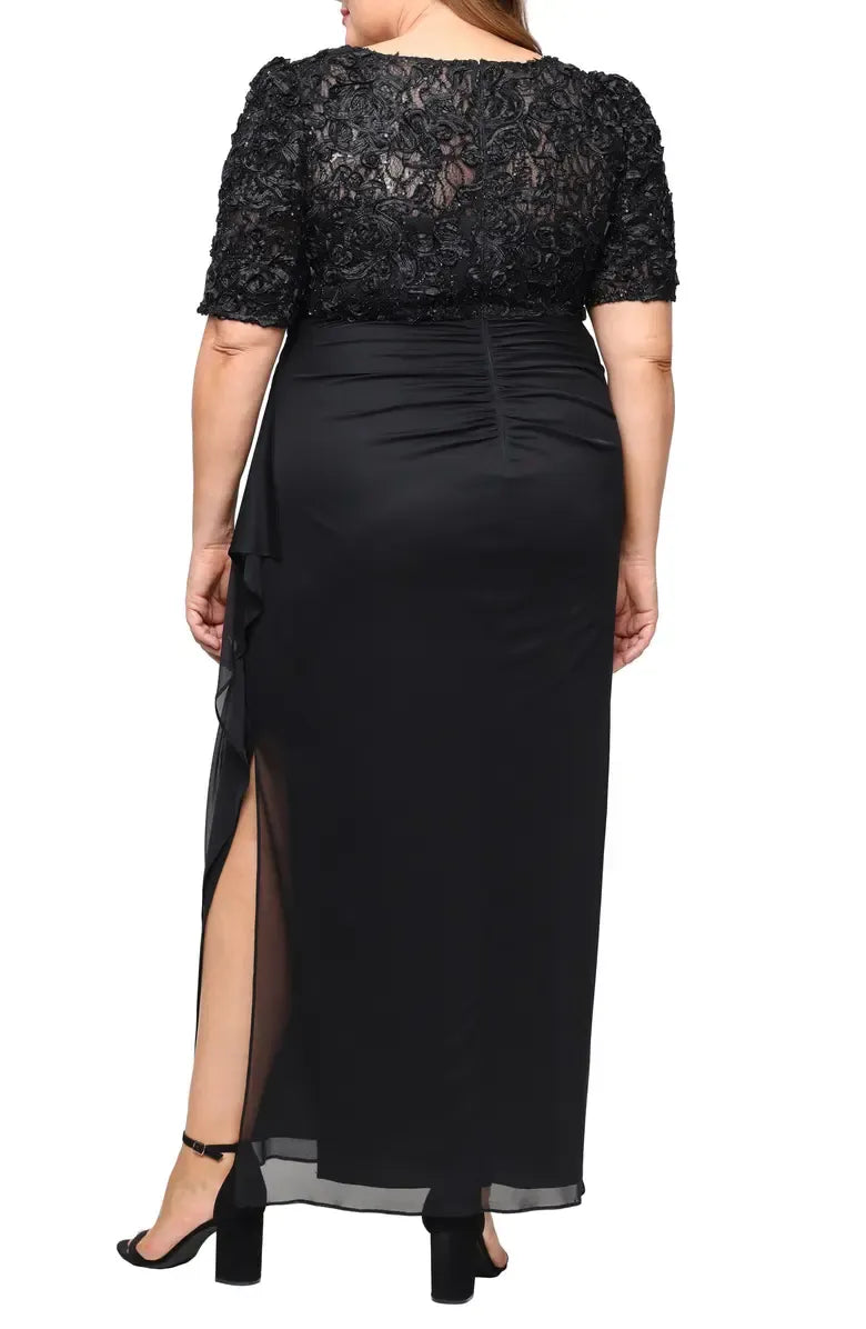 Modern A-Line V Neck Short Sleeve Zipper Up Ankle-Length Plus Size Mother of the Bride Dress