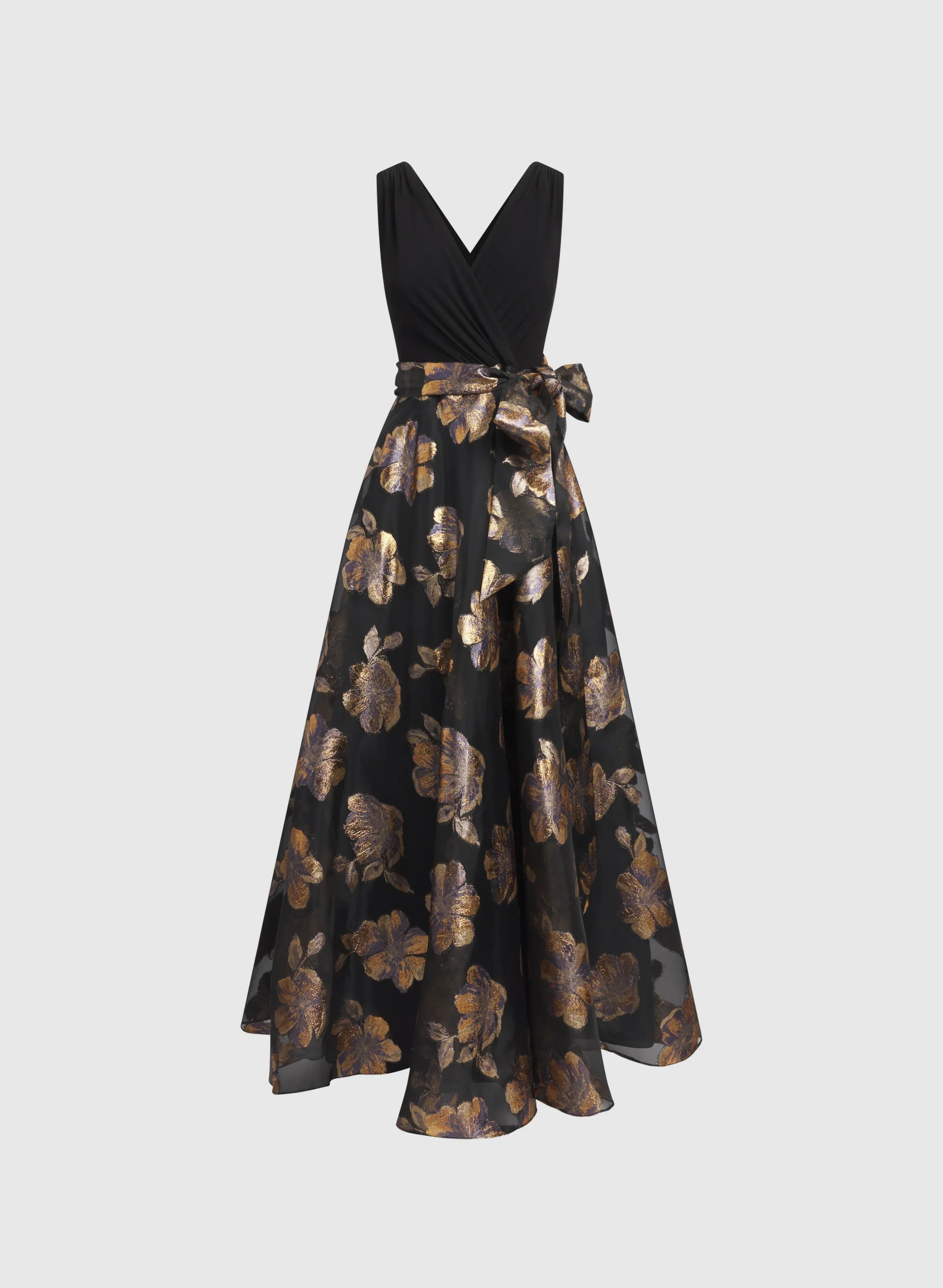 Modern A-Line V Neck Sleeveless V Back Floor-Length Prom Dress