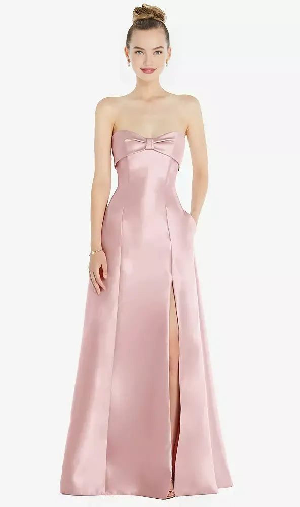 Modern A Line Off the Shoulder Sleeveless Satin Floor-Length Prom Dress