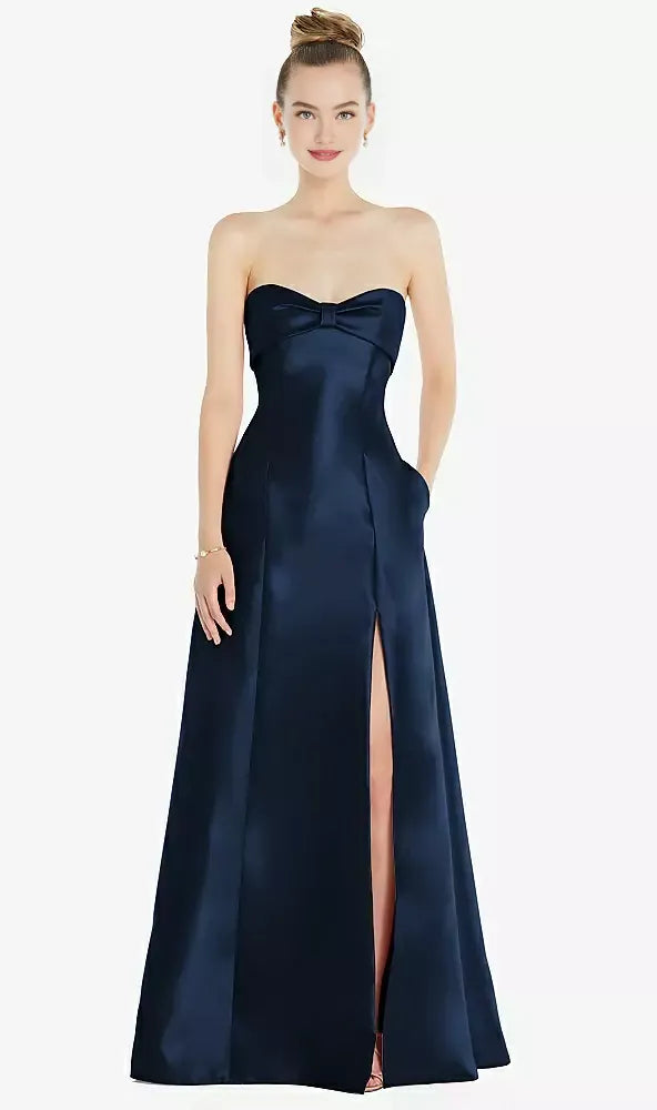 Modern A Line Off the Shoulder Sleeveless Satin Floor-Length Prom Dress