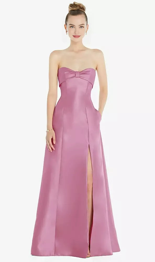 Modern A Line Off the Shoulder Sleeveless Satin Floor-Length Prom Dress