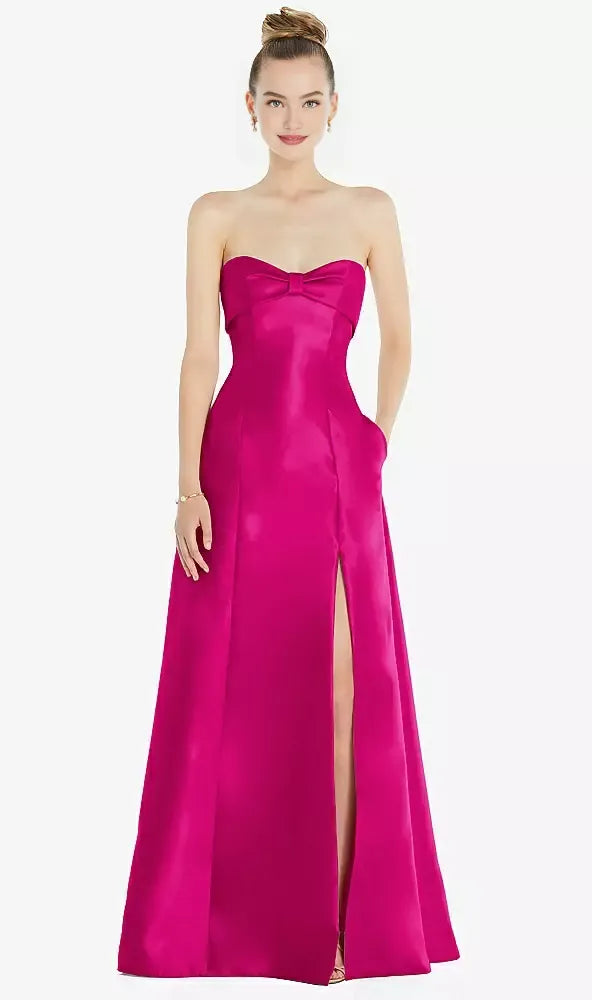 Modern A Line Off the Shoulder Sleeveless Satin Floor-Length Prom Dress
