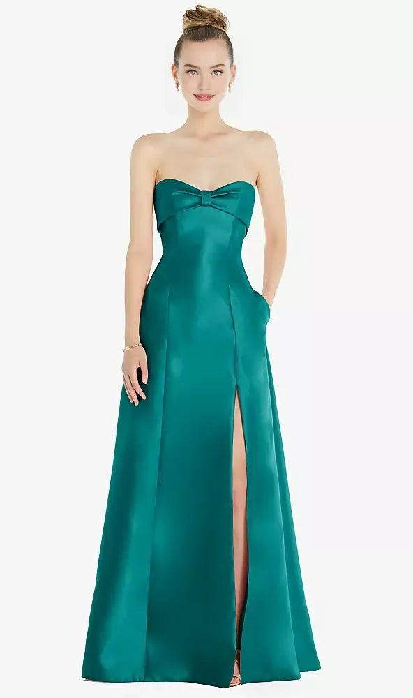 Modern A Line Off the Shoulder Sleeveless Satin Floor-Length Prom Dress