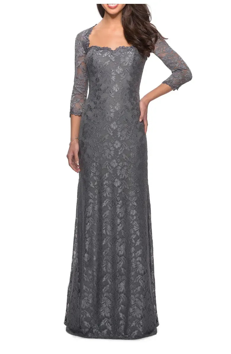 Modern Fitted Sweetheart Neck Long Sleeve Zipper Up Floor-Length Mother of the Bride Dress