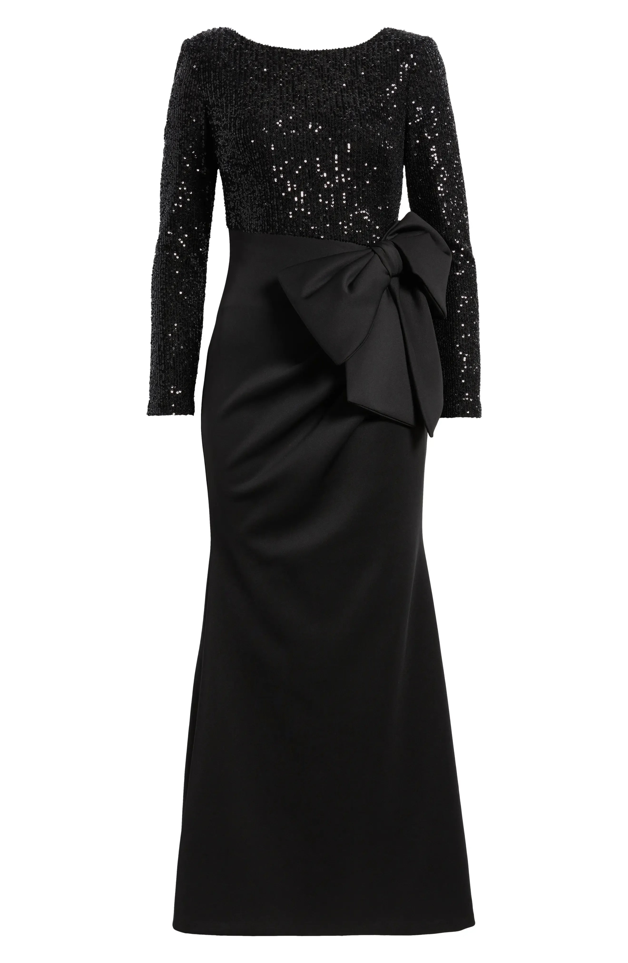 Modern Mermaid Boat Neck Long Sleeve Sequin Floor-Length Prom Dress