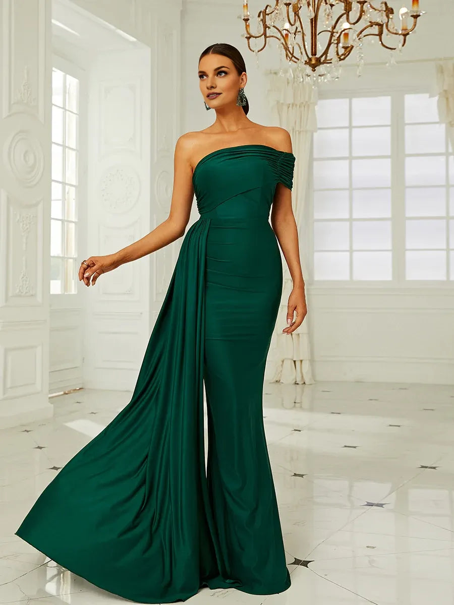 Modern Mermaid Off the Shoulder Sleeveless Backless Floor-Length Prom Dress