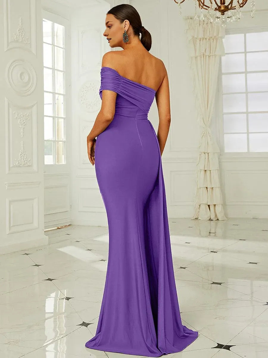 Modern Mermaid Off the Shoulder Sleeveless Backless Floor-Length Prom Dress