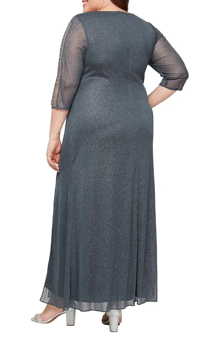 Modern Mermaid Scoop Neck Long Sleeve Zipper Up Floor-Length Plus Size Prom Dress