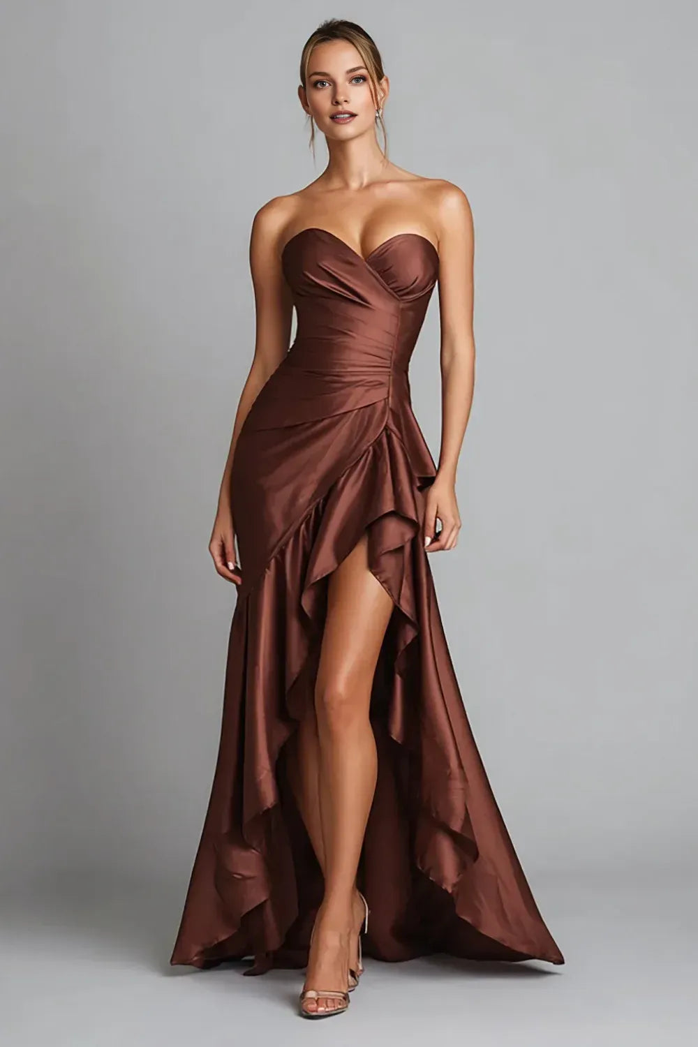 Modern Mermaid Sweetheart Sleeveless Zipper Up Ruffles Floor-Length Prom Dress