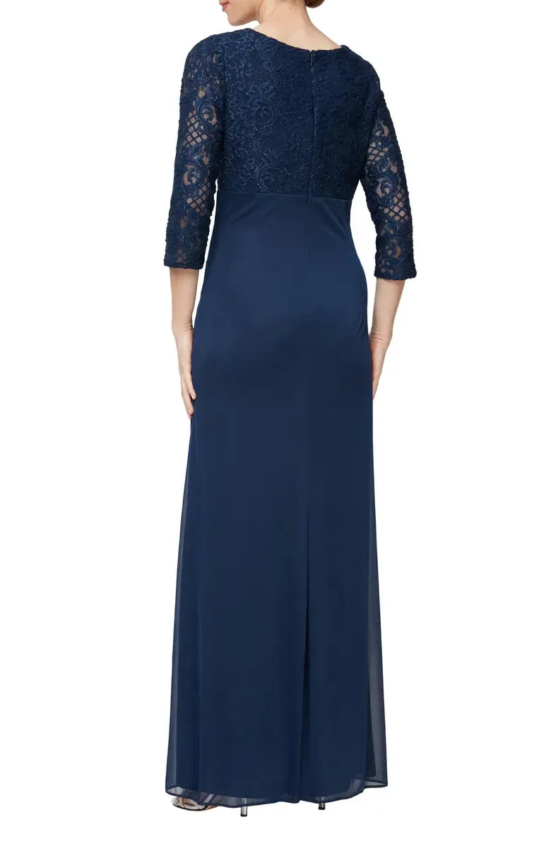 Modern Sheath V Neck Long Sleeve Zipper Up Floor-Length Mother of the Bride Dress