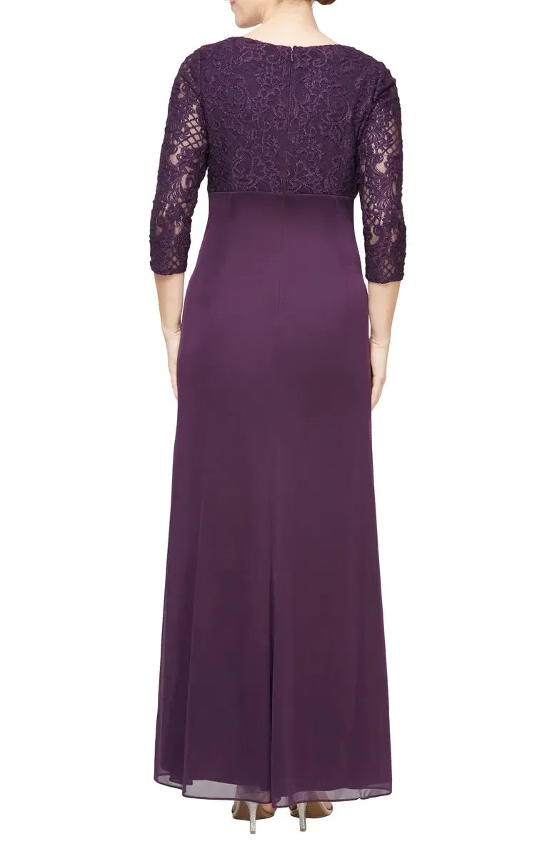 Modern Sheath V Neck Long Sleeve Zipper Up Floor-Length Mother of the Bride Dress