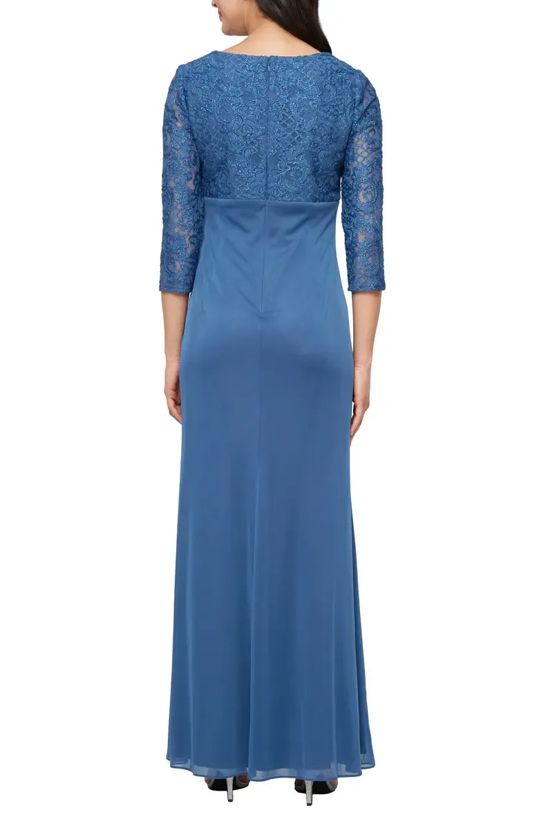 Modern Sheath V Neck Long Sleeve Zipper Up Floor-Length Mother of the Bride Dress