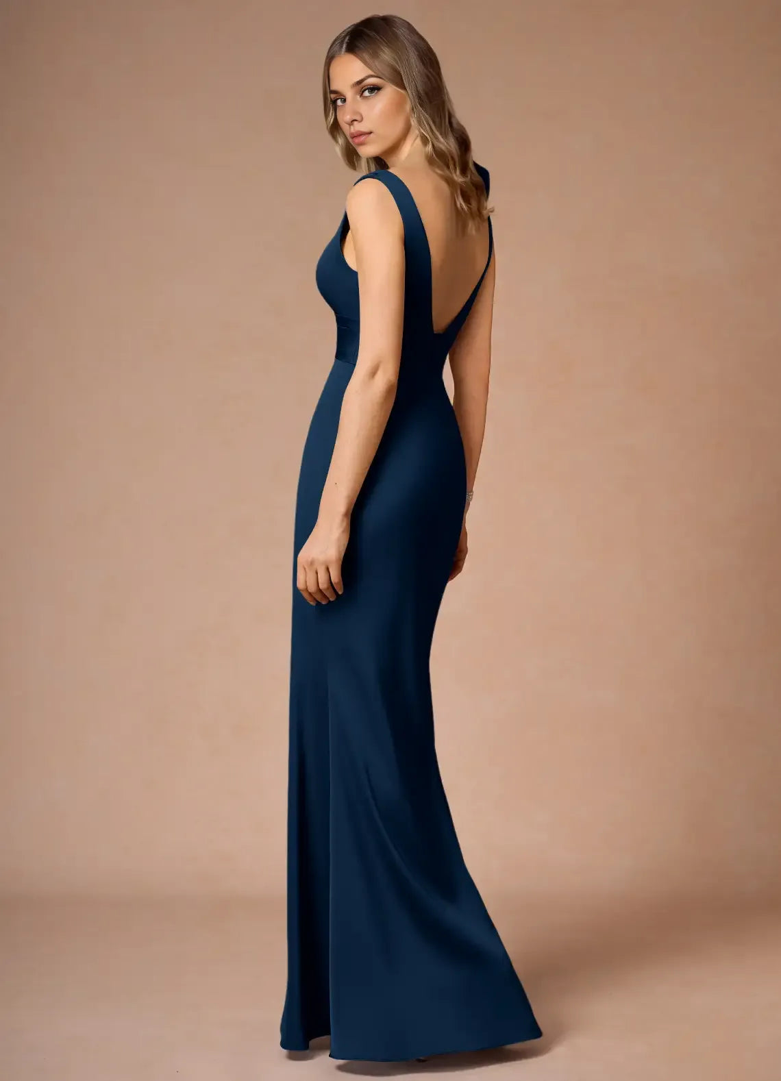 Modern Sheath V Neck Sleeveless Zipper Up Floor-Length Evening Dress
